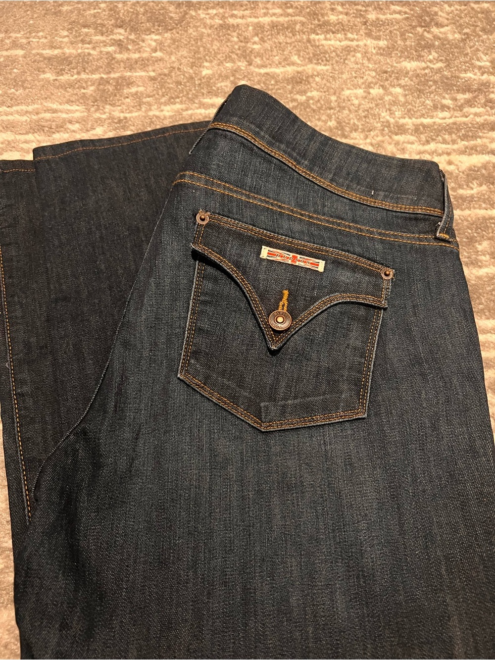 Hudson Jeans Straight Leg Dark Indigo with Contrast Stitching